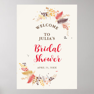 Poster Fleurs de forêt sauvage Fougères Champignons Feuil