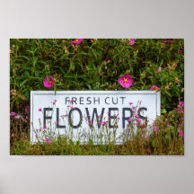 Fleurs de jardin avec fleurs fraîches coupées sign