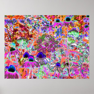 Poster Fleurs de jardin rose chaleureux et vert citron ps