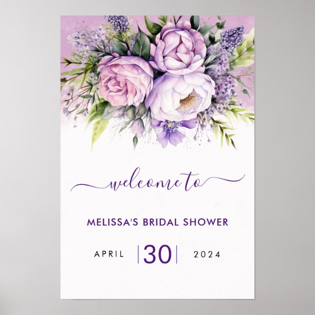 Poster Fleurs de jardin violet et rose Fête des mariées f (Devant)