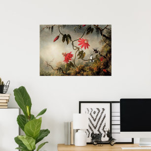 Poster Fleurs de la passion avec colibris