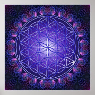 Poster FLEURS DE LA VIE / Blume des Lebens Mandala I Carr