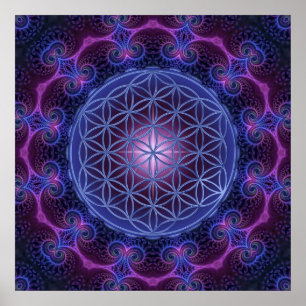 Poster FLEURS DE LA VIE/Carré Blume des Lebens Mandala II