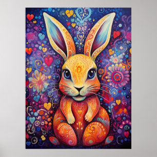 Poster Fleurs de lapin coeur pourpre