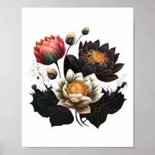 Poster Fleurs de lotus Bouddhisme Symbole spirituel Yoga