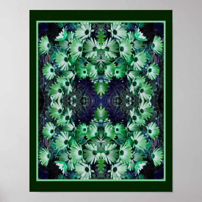 Poster Fleurs de marguerite africaines vertes Abstraites (Devant)
