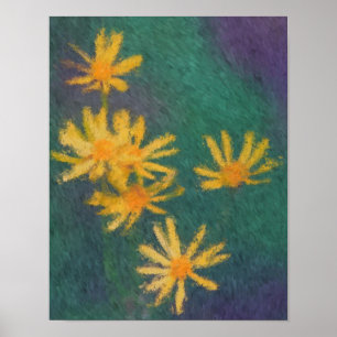 Poster Fleurs de marguerite jaune Impressionniste peintur