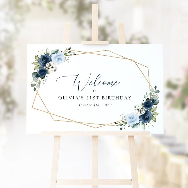 Poster Fleurs de marine, Fleurs bleues, Boho, Bienvenue d (Créateur téléchargé)