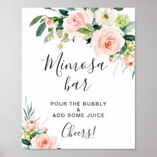 Poster Fleurs de Mimosa Floral Teint Rose Sign de Mariage