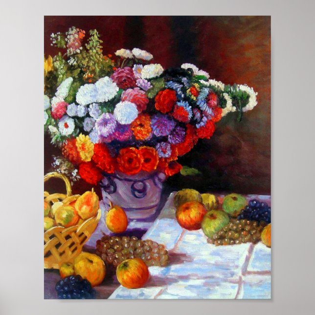 Poster Fleurs de Monet et fruits (Devant)