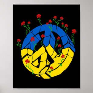 Poster Fleurs de paix du drapeau de l'Ukraine 