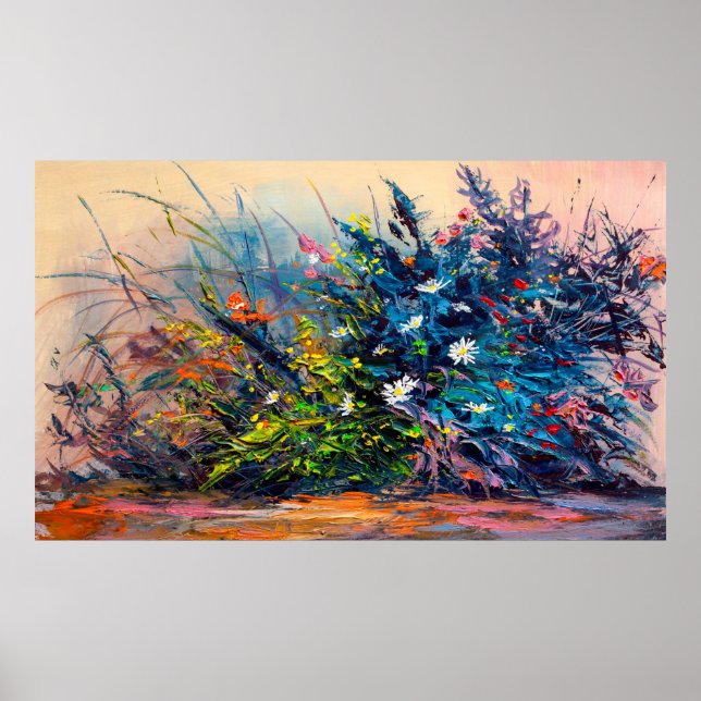 Poster Fleurs de peinture à l'huile, fleur de maïs, margu (Devant)