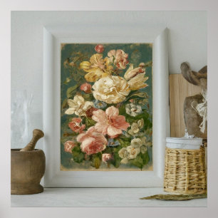 Poster Fleurs de peinture à main modernes et belles impri