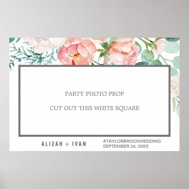 Poster Fleurs de pivoines romantiques Mariage Photo Prop  (Devant)