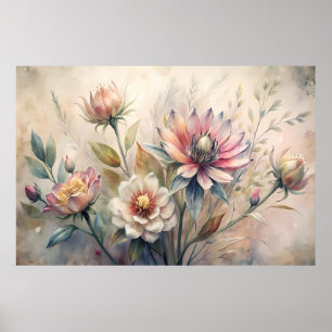 Poster Fleurs de Prairie Botanique Rustique Aquarelle