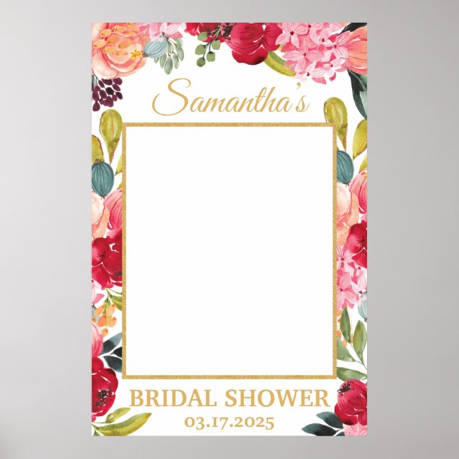 Poster Fleurs de printemps Corail pêche Bourgogne Accesso (Devant)