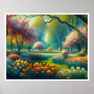Poster Fleurs de printemps Jardin botanique Impressionnis
