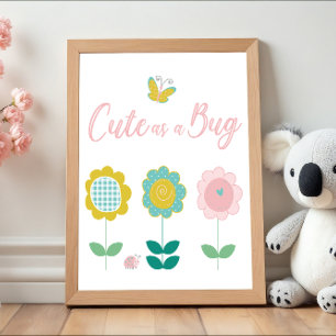 Poster Fleurs de printemps Papillon rose Chambre de bébé