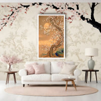 Fleurs de prune rose et blanche au clair de lune,