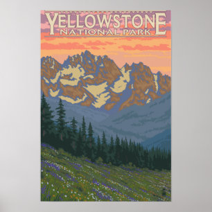 Poster Fleurs de ressort - parc national de Yellowstone