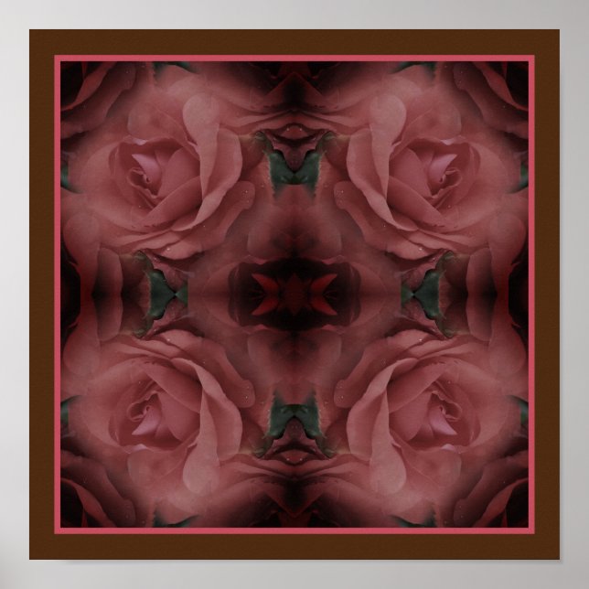 Poster Fleurs de rose rouge miroir nature Abstraite (Devant)