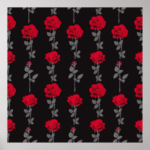 Poster Fleurs de rose rouge motif vintages abstraites