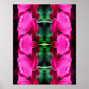 Poster Fleurs De Roses Rouges Et Arroses Abstraites