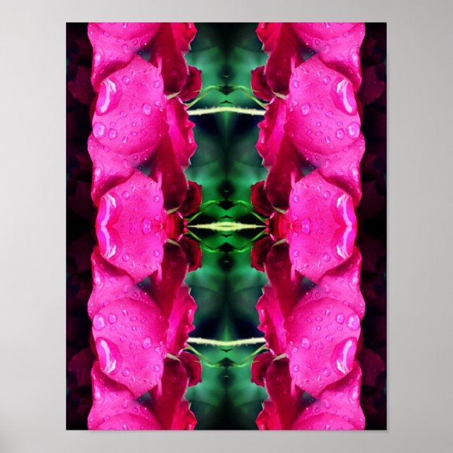 Poster Fleurs De Roses Rouges Et Arroses Abstraites (Devant)