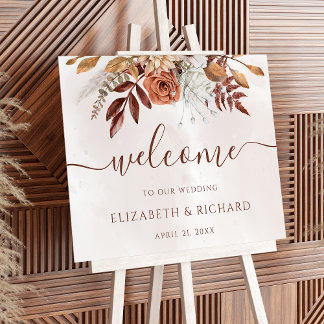 Poster Fleurs de rouille en terre cuite Boho Mariage de a