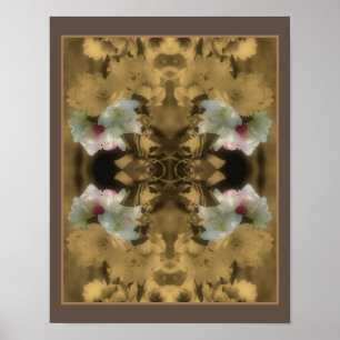 Poster Fleurs de Sepia Fleurissant en Couleur Partielle A