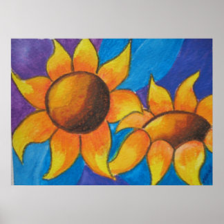 Poster Fleurs de soleil Abstraites