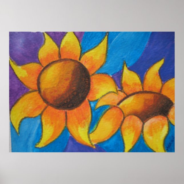 Poster Fleurs de soleil Abstraites (Devant)