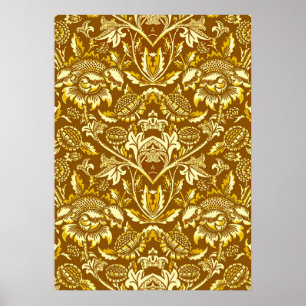 Poster Fleurs de soleil Art nouveau, moutarde et jaune do