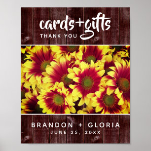 Poster Fleurs de soleil d'automne rustiques sur Mariage d