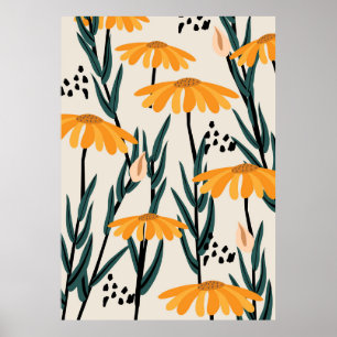 Poster Fleurs de soleil jaunes