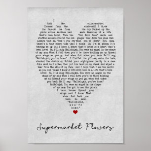 Poster Fleurs de supermarché Gris Coeur Chanson Lyrique I