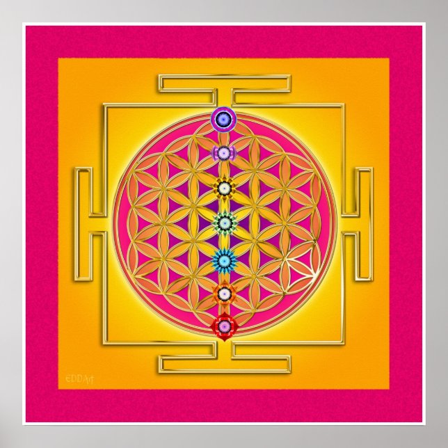 Poster FLEURS DE VIE - Chakras Yantra (Devant)