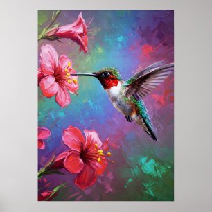 Poster Fleurs de Whisperer : Hummingbird Melody