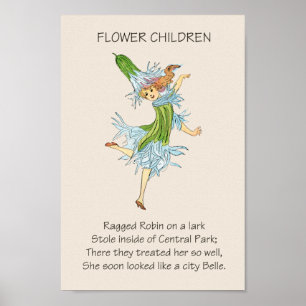 Poster Fleurs d'Enfants de Livre Ancien RAGGED ROBIN