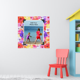 Poster Fleurs d'Hibiscus en Mosaique Tricolore,