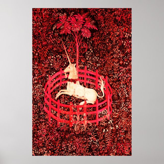 POSTER FLEURS D'IMAGINAIRES GOTHIQUES UNICORNES, MOTIFS F (Devant)