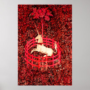 POSTER FLEURS D'IMAGINAIRES GOTHIQUES UNICORNES, MOTIFS F