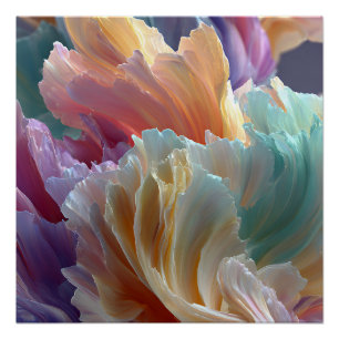 Poster Fleurs douces en vagues arc-en-ciel – Fleur surréa