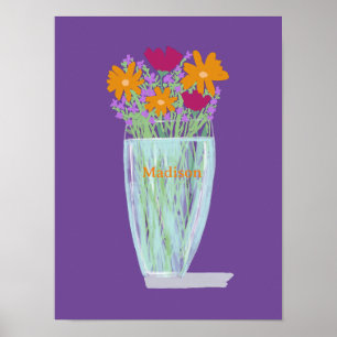 Poster Fleurs douces et jolies +Nom personnalisé