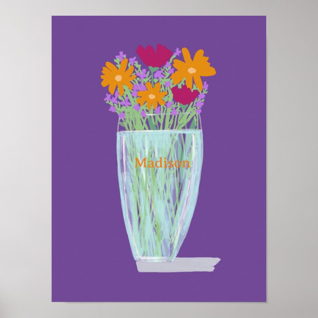 Poster Fleurs douces et jolies +Nom personnalisé (Devant)