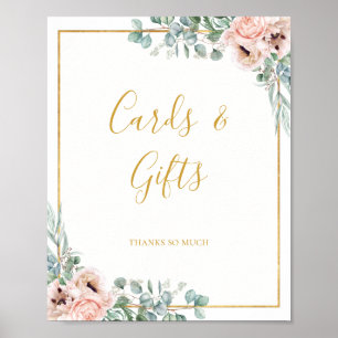 Poster Fleurs Élégantes Rose   Panneau Cartes et Cadeaux