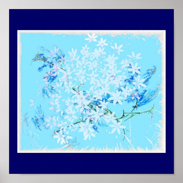 Poster Fleurs en bleu (Devant)