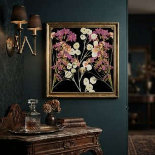 Poster Fleurs en papier pressé vintage foncé
