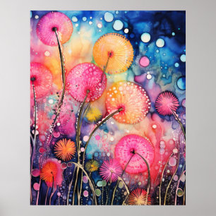 Poster Fleurs et bulles