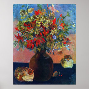 Poster Fleurs et Chats de Paul Gauguin, Beaux-Arts Ancien